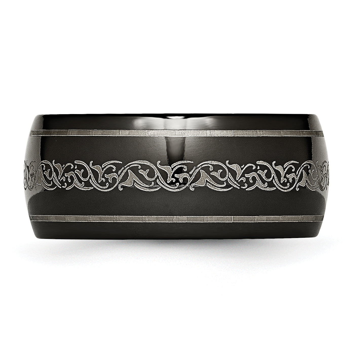 Titanium Unisex Wedding Band with Polished Laser Design