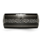 Titanium Unisex Wedding Band with Polished Laser Design