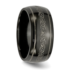 Titanium Black Ti Domed with Laser Pattern 10mm Polished Band