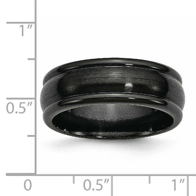 Titanium Black Ti Brushed and Polished Domed 8mm Band