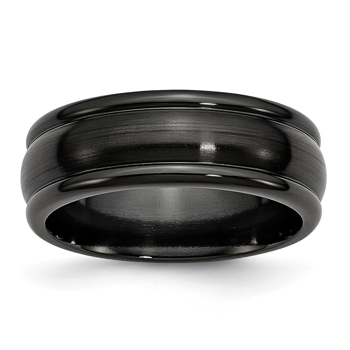 Titanium Black Ti Brushed and Polished Domed 8mm Band