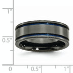 Titanium Unisex Wedding Band with Polished Blue Anodized Groove