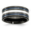 Titanium Black Ti with/Sterling Silver Inlay Blue Anodized 10mm Band