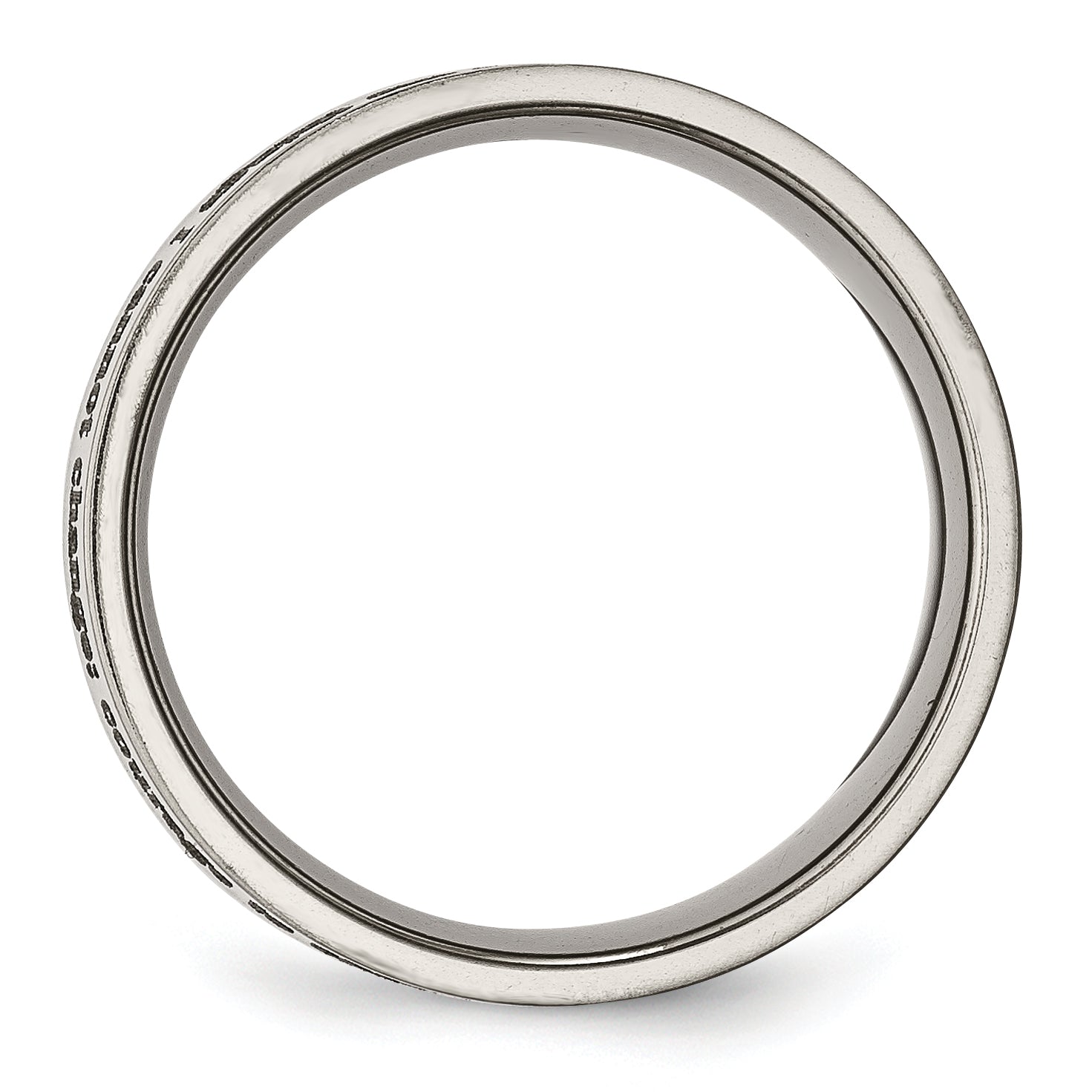 Unisex Titanium Serenity Prayer Wedding Band with Polished Laser Design