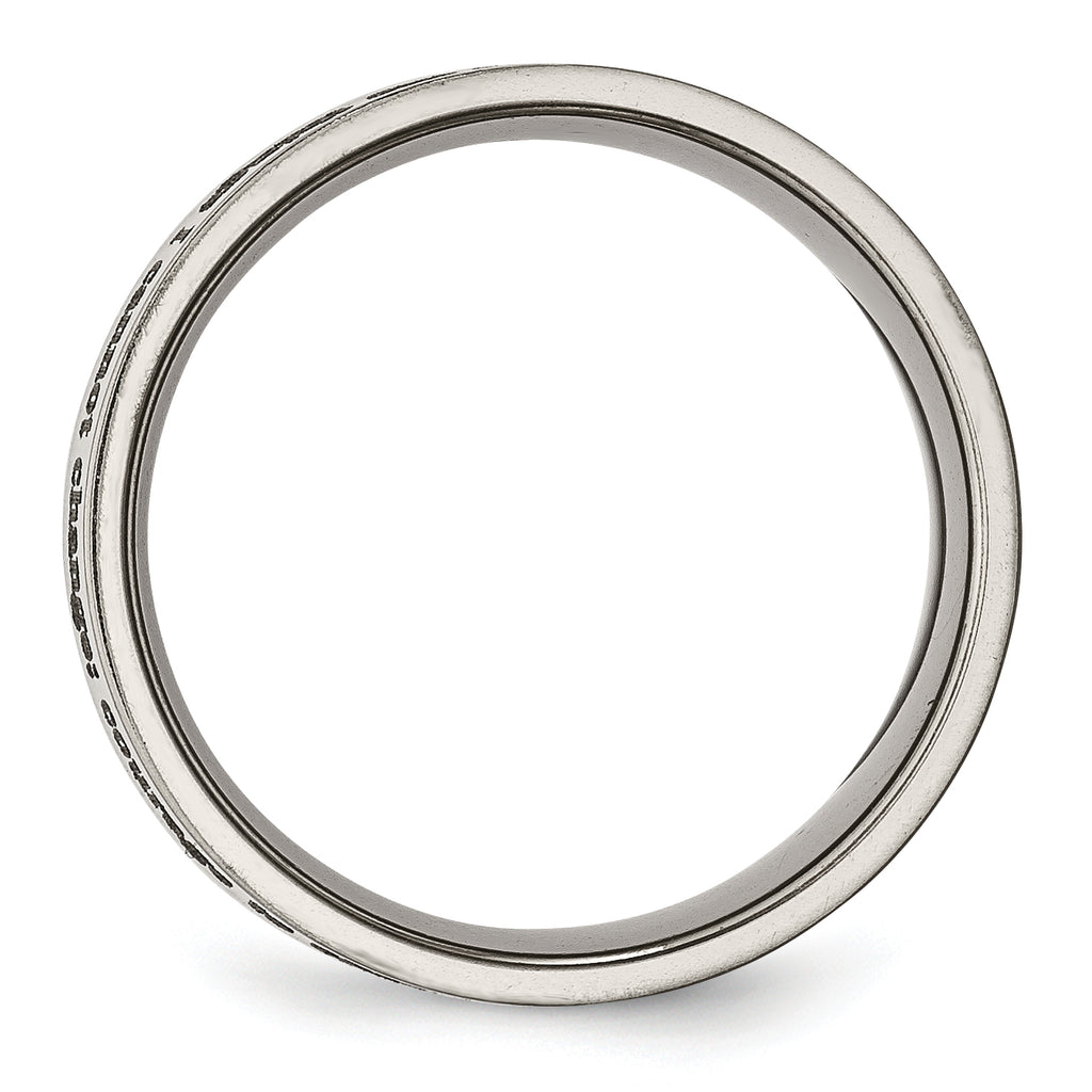 Unisex Titanium Serenity Prayer Wedding Band with Polished Laser Design