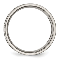 Unisex Titanium Serenity Prayer Wedding Band with Polished Laser Design