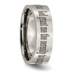 Unisex Titanium Serenity Prayer Wedding Band with Polished Laser Design