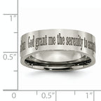 Unisex Titanium Serenity Prayer Wedding Band with Polished Laser Design