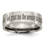 Titanium Polished Serenity Prayer Laser Design 8mm Flat Band
