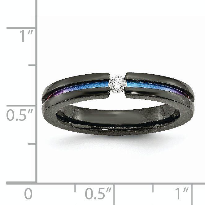 Titanium Black Ti Multi-colored Anodized With3mm .10ct dia. 4mm Band