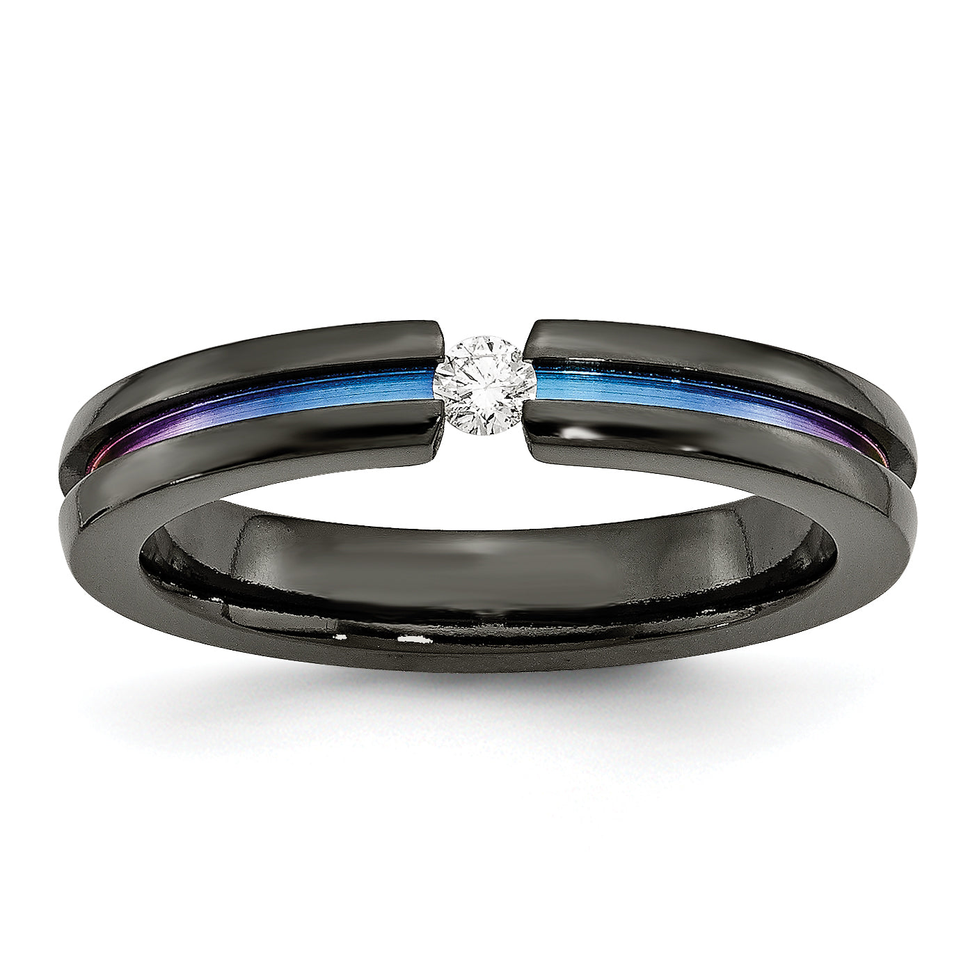 Titanium Black Ti Multi-colored Anodized With3mm .10ct dia. 4mm Band Main image