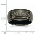 Titanium Unisex 10mm Wedding Band with Polished Laser Pattern