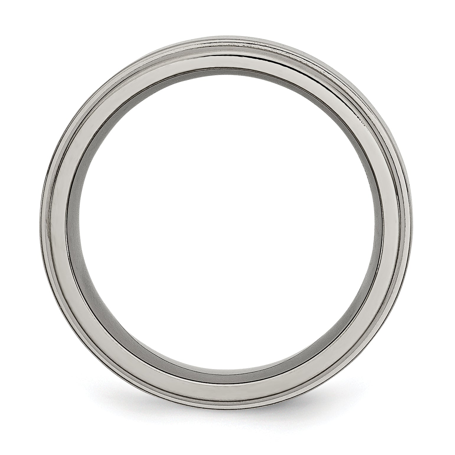 Sophia Jewelers Titanium Wedding Band with Grooved Edge Polished Finish
