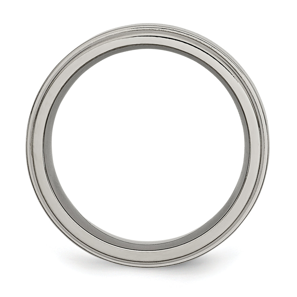 Grooved Edge Comfort-Fit Wedding Band in Titanium, 8mm