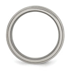 Grooved Edge Comfort-Fit Wedding Band in Titanium, 8mm