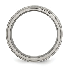 Sophia Jewelers Titanium Wedding Band with Grooved Edge Polished Finish