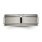 Grooved Edge Comfort-Fit Wedding Band in Titanium, 8mm