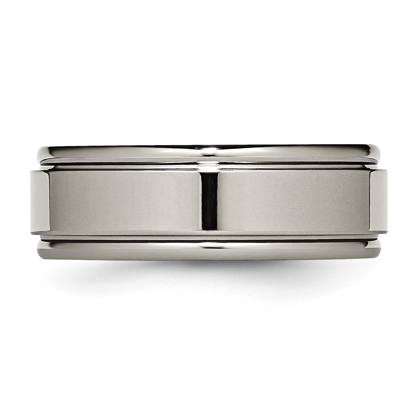 Grooved Edge Comfort-Fit Wedding Band in Titanium, 8mm