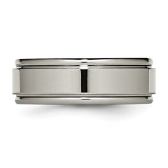 Sophia Jewelers Titanium Wedding Band with Grooved Edge Polished Finish