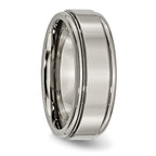 Grooved Edge Comfort-Fit Wedding Band in Titanium, 8mm