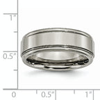 Grooved Edge Comfort-Fit Wedding Band in Titanium, 8mm