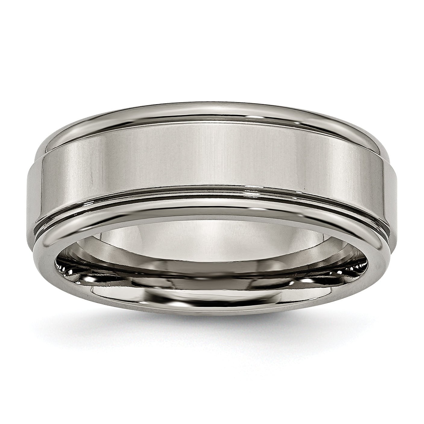 Titanium Polished 8mm Grooved Edge Band Main image