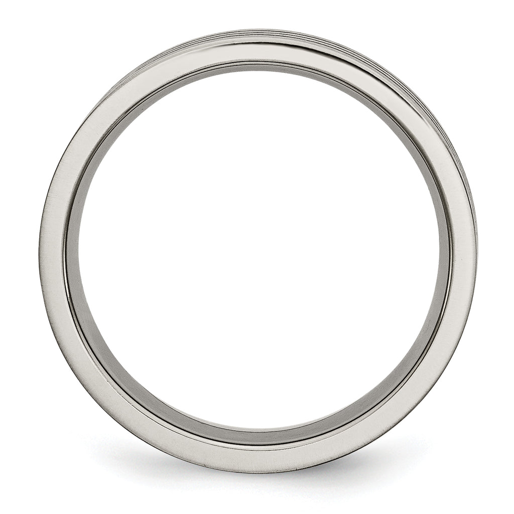 Titanium Polished Blue Anodized Grooved Unisex Wedding Band by Sophia Jewelers