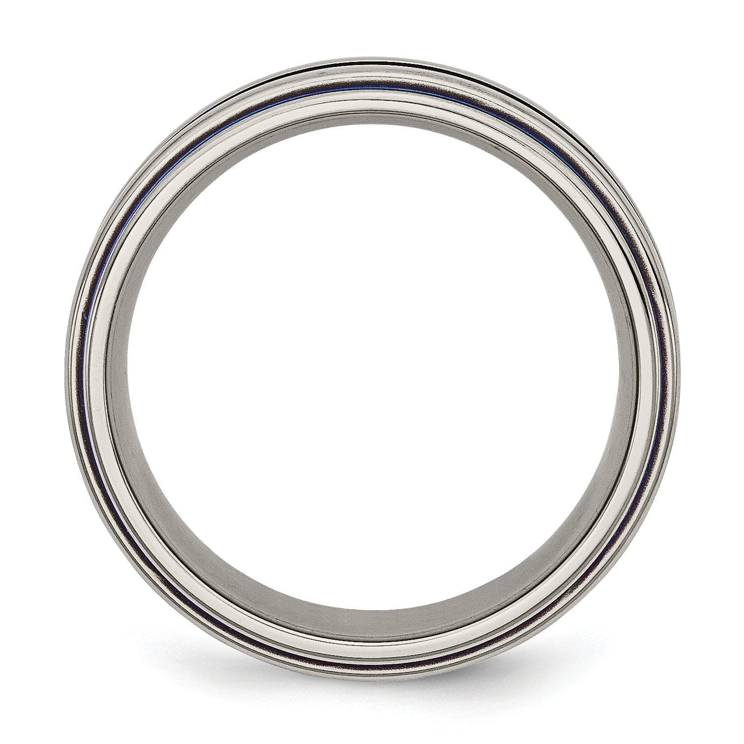 Titanium Blue Triple Groove 8mm Unisex Wedding Band Polished & Engravable Secondary image