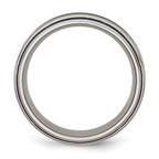 Titanium Blue Triple Groove 8mm Unisex Wedding Band Polished & Engravable