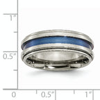 Titanium Blue Triple Groove 8mm Unisex Wedding Band Polished & Engravable