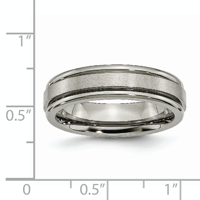 Titanium Satin and Polished 6mm Grooved Edge Band