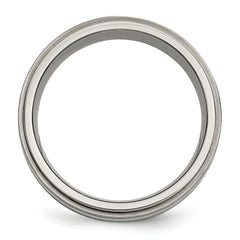 Titanium With Argentium .925 Silver Inlay Ridged Edge 7mm Band