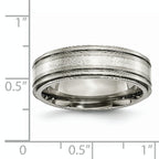 Titanium Silver Inlay Unisex Wedding Band with Polished Ridged Edge