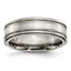 Titanium With Argentium .925 Silver Inlay Ridged Edge 7mm Band