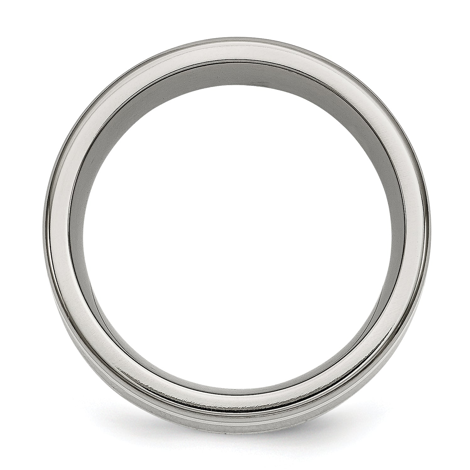 Titanium Silver Inlay Unisex Wedding Band with Polished Finish Secondary image
