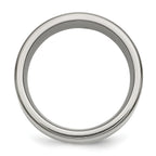 Titanium Silver Inlay Unisex Wedding Band with Polished Finish