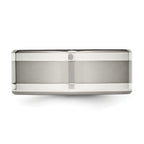 Titanium Silver Inlay Unisex Wedding Band with Polished Finish