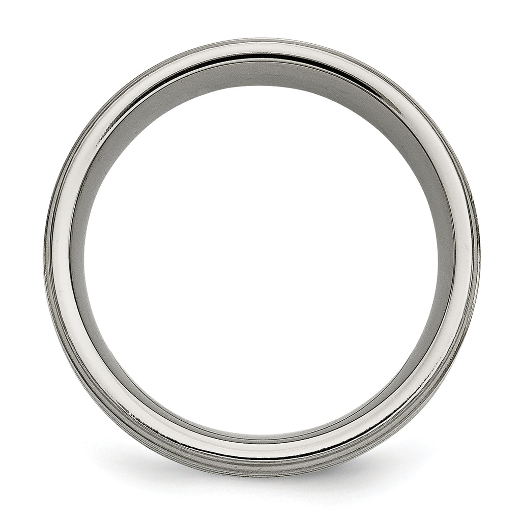 Titanium Silver Inlay Unisex Wedding Band 9mm Polished Two-Tone
