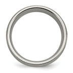 Titanium Silver Inlay Unisex Wedding Band 9mm Polished Two-Tone