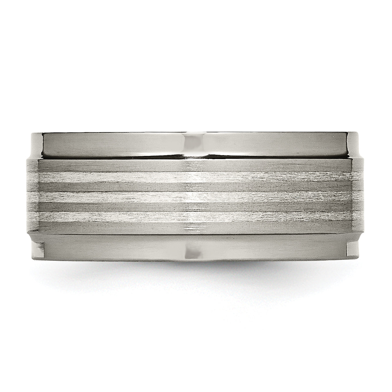 Titanium With Argentium .925 Silver Inlay Ridged Edge 9mm Band