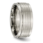 Titanium Silver Inlay Unisex Wedding Band 9mm Polished Two-Tone