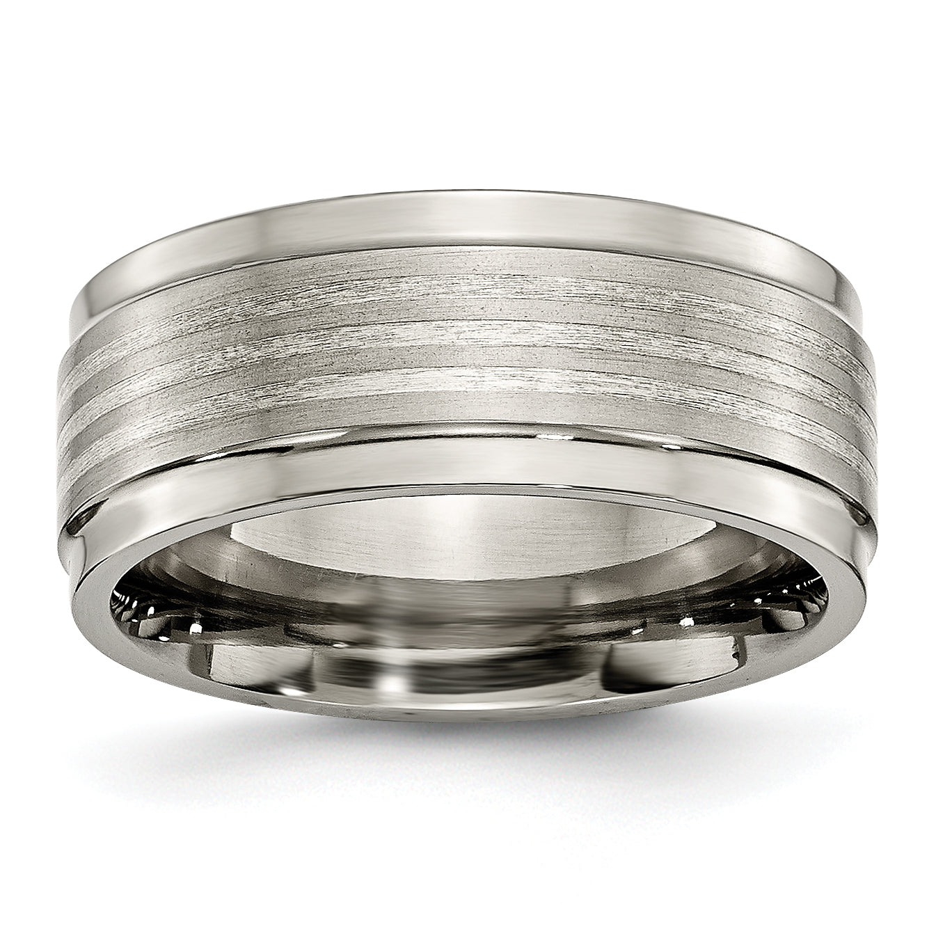Titanium With Argentium .925 Silver Inlay Ridged Edge 9mm Band Main image
