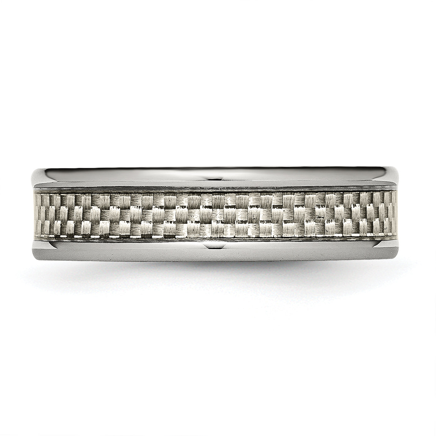 Titanium Wedding Band with Polished Grey Carbon Fiber Inlay