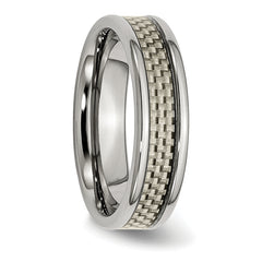 Titanium Polished WithGrey Carbon Fiber Inlay 6mm Band