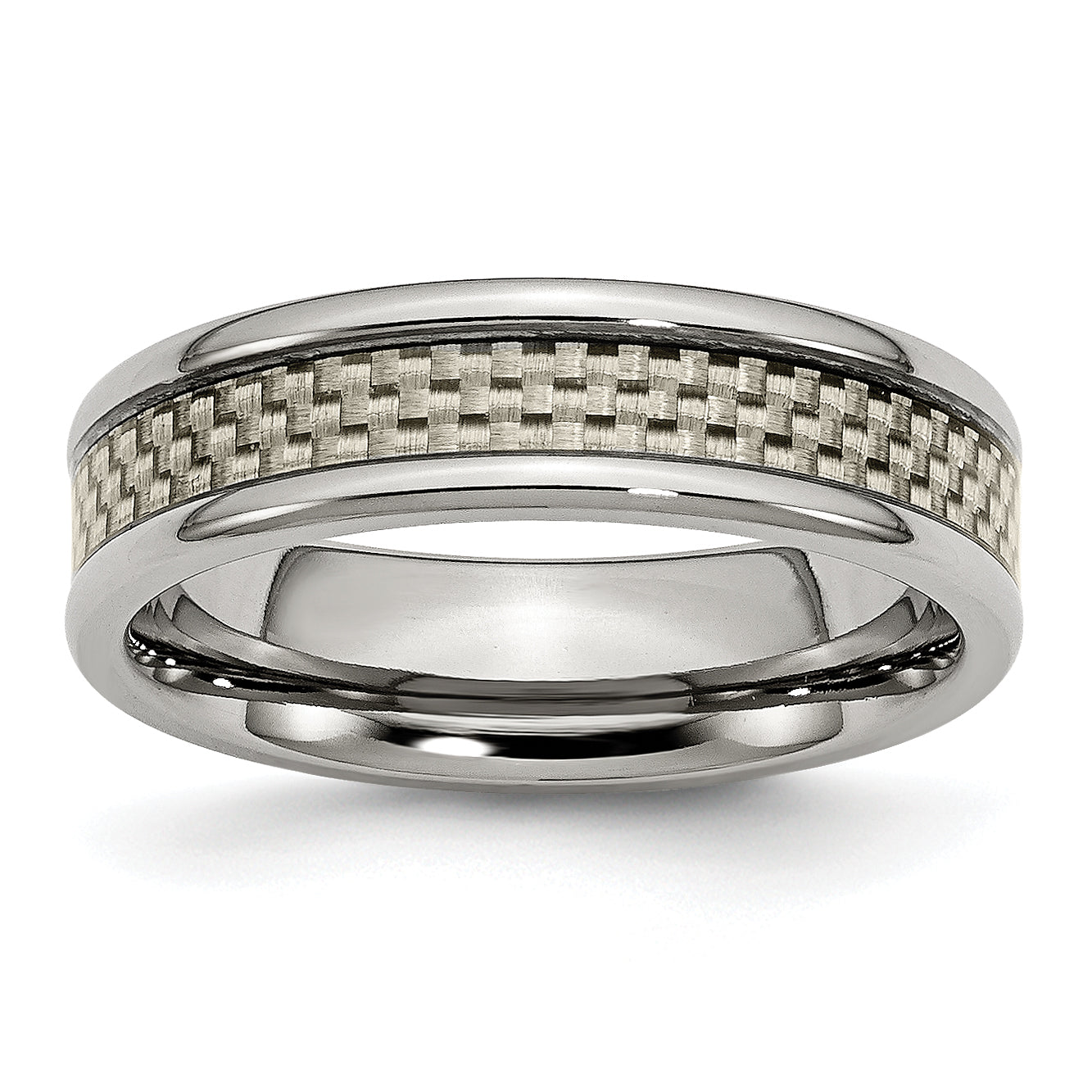 Titanium Polished WithGrey Carbon Fiber Inlay 6mm Band Main image