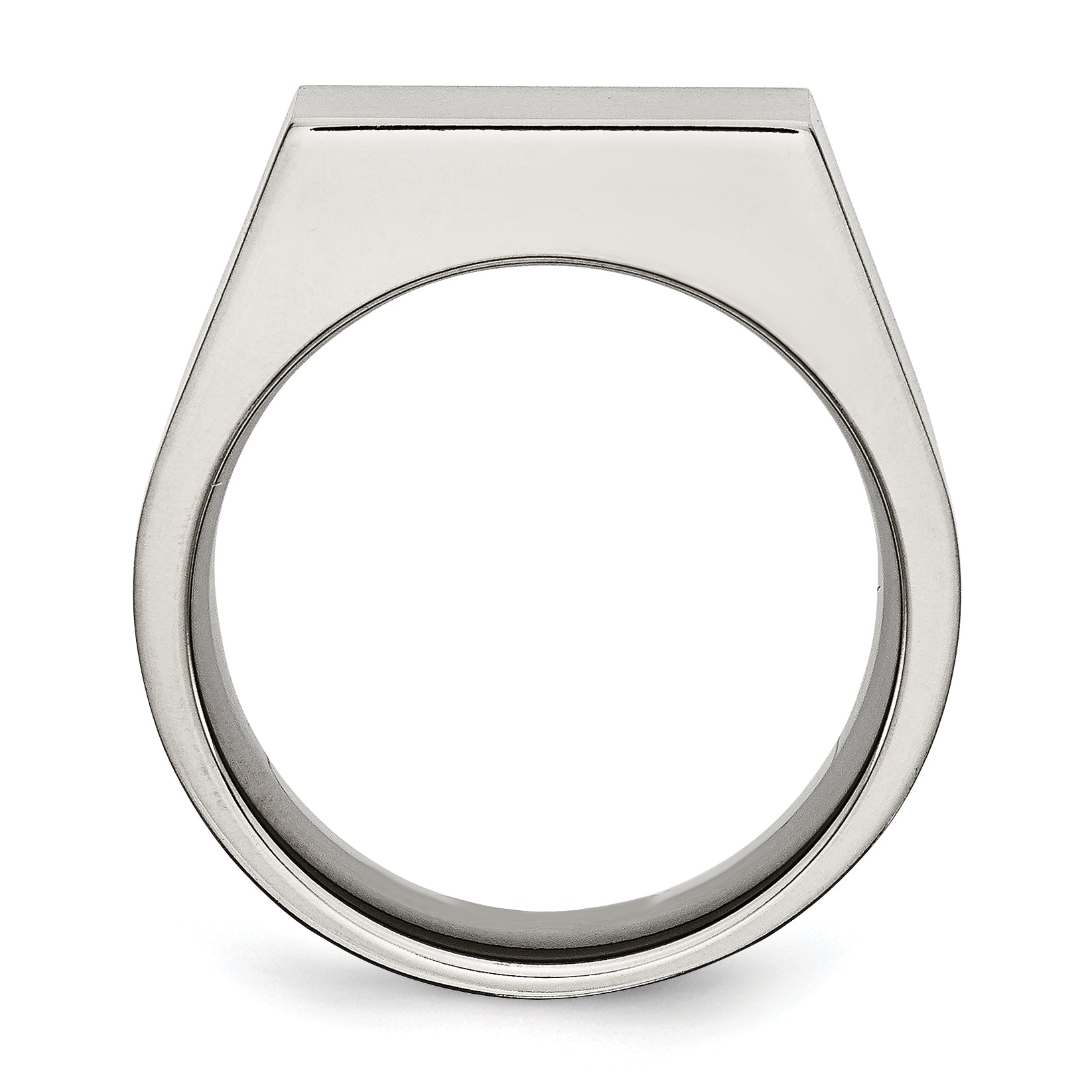 Sophia Jewelers Titanium Signet Ring with Polished Brushed Finish Engravable Unisex