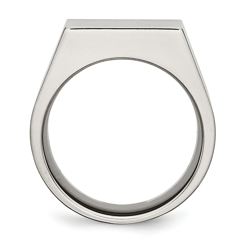 Sophia Jewelers Titanium Signet Ring with Polished Brushed Finish Engravable Unisex