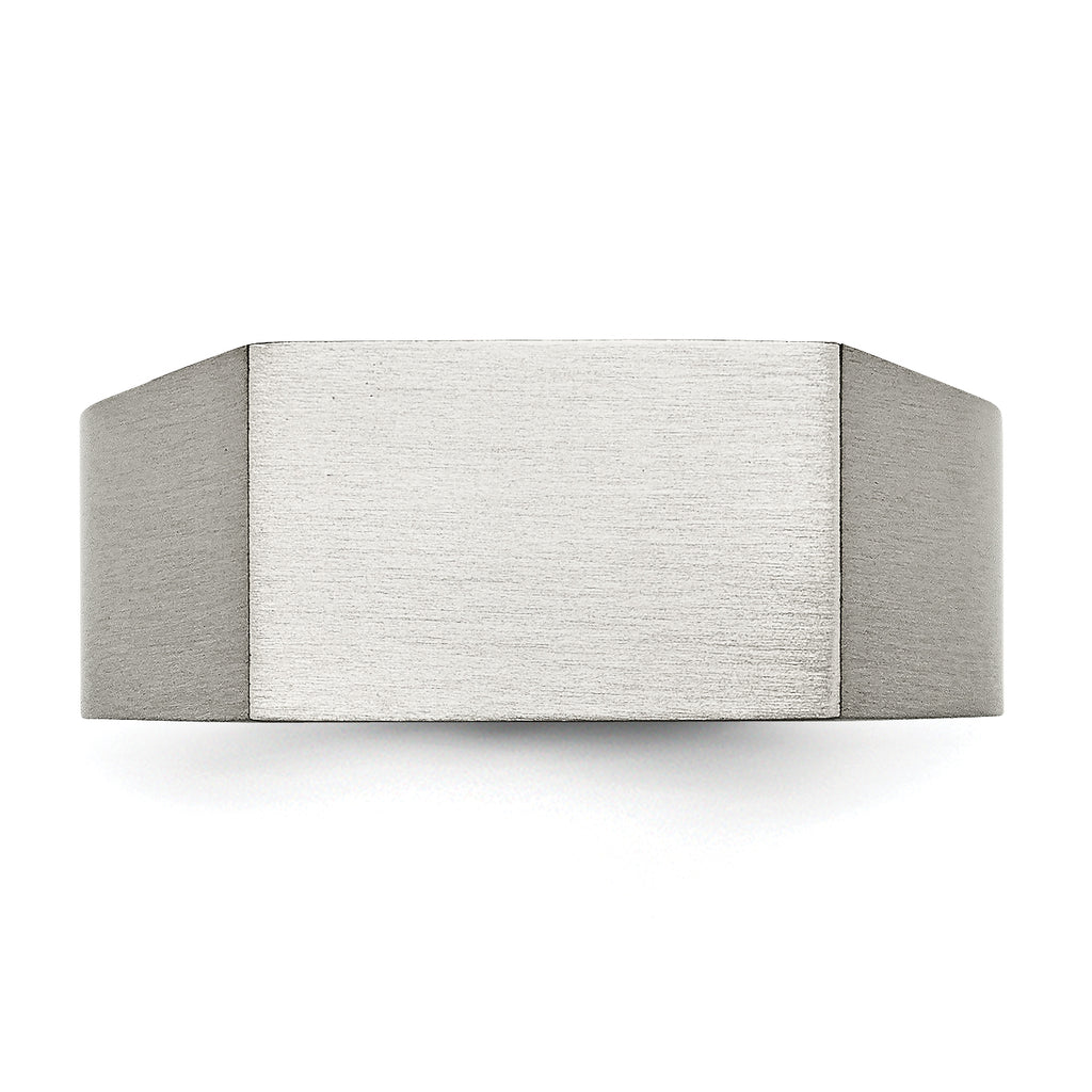 Sophia Jewelers Titanium Signet Ring with Polished Brushed Finish Engravable Unisex