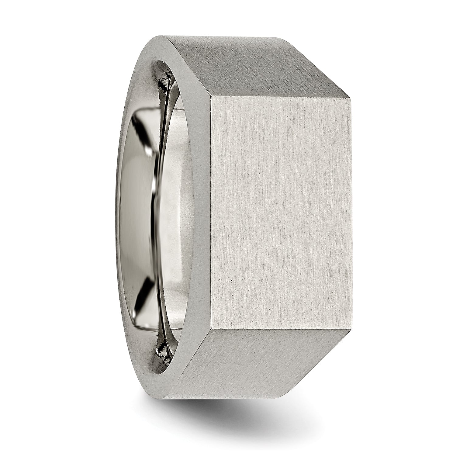 Sophia Jewelers Titanium Signet Ring with Polished Brushed Finish Engravable Unisex