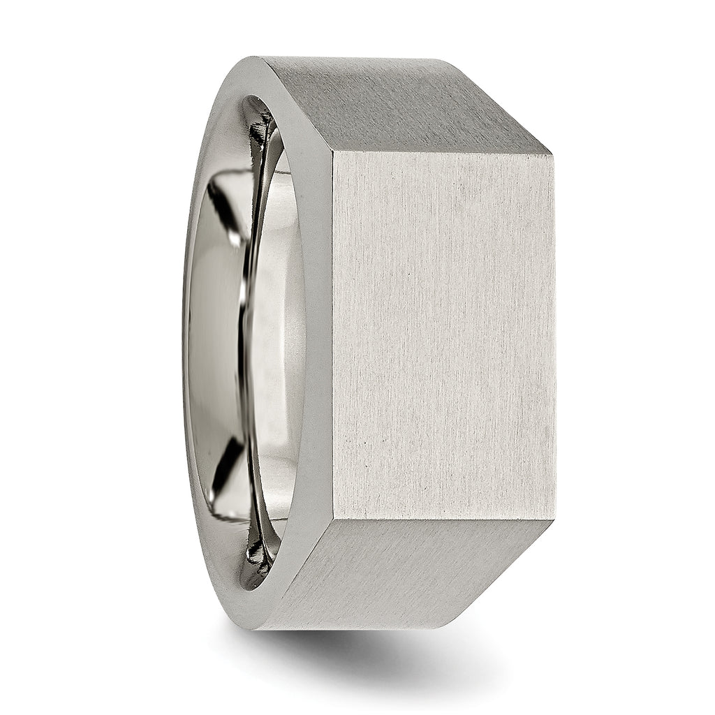 Sophia Jewelers Titanium Signet Ring with Polished Brushed Finish Engravable Unisex